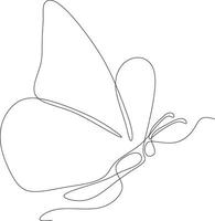 Butterfly continuous line drawing design isolated on white background for logo or decorative element. Insect shape illustration in trendy line style. vector