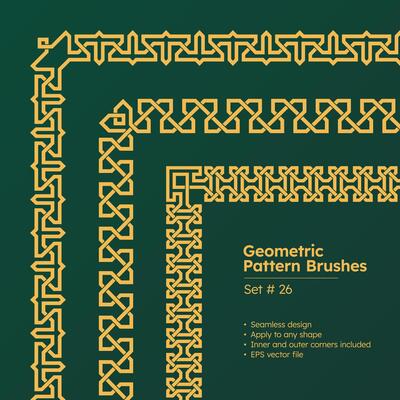 Set of Geometric Pattern Brushes Greek Borders Design or Chinese Style Pattern Border Brushes
