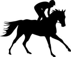 Horse racing. Silhouette of racing horse with jockey on isolated background. Racing horse and jockey silhouette. Horse and rider.Sport vector