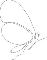 Butterfly continuous line drawing design isolated on white background for logo or decorative element. Insect shape illustration in trendy line style. vector