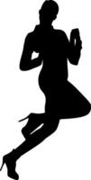 Business Woman Silhouette Over Black and White Background Illustration vector