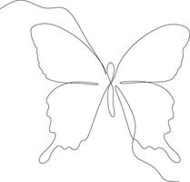 Butterfly continuous line drawing design isolated on white background for logo or decorative element. Insect shape illustration in trendy line style. vector