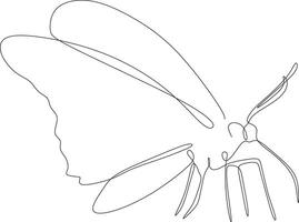 Butterfly continuous line drawing design isolated on white background for logo or decorative element. Insect shape illustration in trendy line style. vector