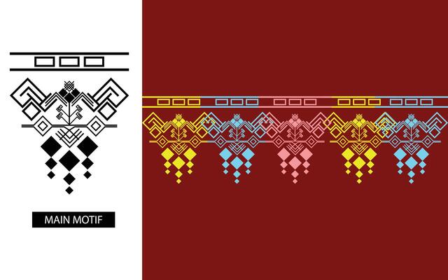 Elegant Textile Border with Floral Motif.Vintage Textile Border for Classic Designs.Colorful Textile Border with Geometric Patterns