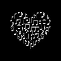 Heart Shape created from Musical Notation Sign or Musical Key Icon Symbol, can use for Logo Gram, Pictogram, Art Illustration, Decoration, Ornate, Background, Cover, Music Event Poster, etc. vector