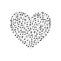 Heart Shape created from Musical Notation Sign or Musical Key Icon Symbol, can use for Logo Gram, Pictogram, Art Illustration, Decoration, Ornate, Background, Cover, Music Event Poster, etc. vector