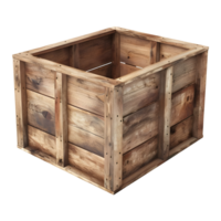 Wooden Square Empty Box on Transparent Background png