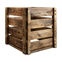 Wooden Square Empty Box on Transparent Background png