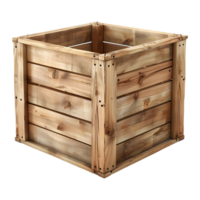 Wooden Square Empty Box on Transparent Background png