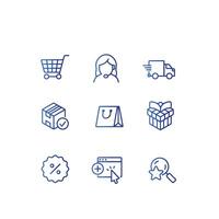 conjunto de compras icono , en línea compras icono vector