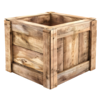 Wooden Square Empty Box on Transparent Background png