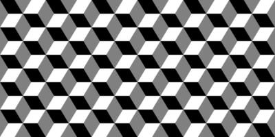 seamless geometric pattern. Monochrome cubes repeatable background. Decorative black and white 3d texture vector