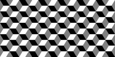 seamless geometric pattern. Monochrome cubes repeatable background. Decorative black and white 3d texture vector