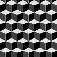 Monochrome seamless geometric pattern. Repeatable 3d cubes background. Decorative endless black and white texture vector
