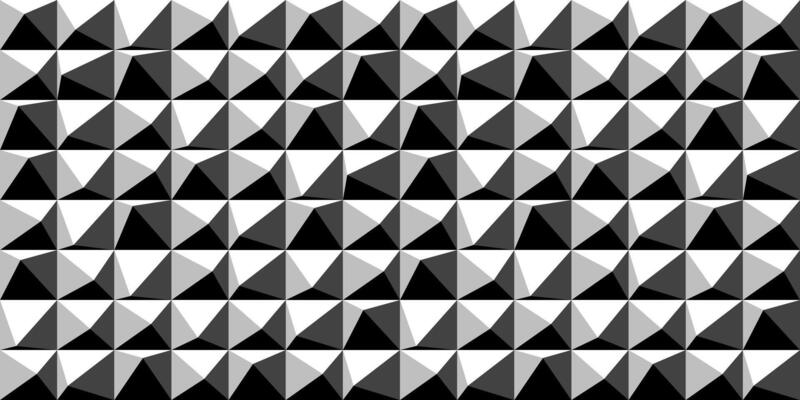 seamless creative geometric triangle pattern. Repeatable monochrome background. Decorative endless black and white illusion 3d texture