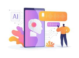 Voice-Activated Customer Support by AI abstract concept illustration. vector