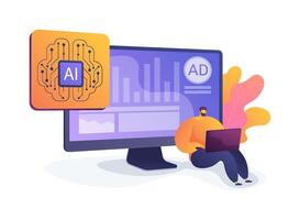 AI-Optimized Programmatic Advertising abstract concept illustration. vector