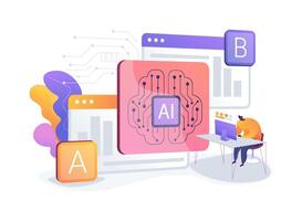 A-B Testing and AI-Refined Marketing abstract concept illustration. vector