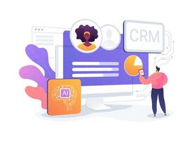 CRM with AI-Generated Insights abstract concept illustration. vector