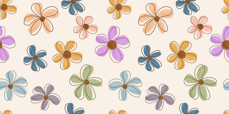 Watercolor floral seamless pattern design with petals frame. It can be used for wrapping paper, gift wrapping, textiles, etc.
