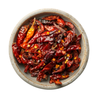 torr chili i en skål på transparent bakgrund png