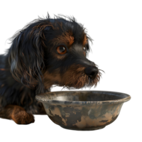 cachorro com cachorro Comida tigela em transparente fundo png