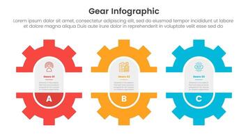 engranaje rueda dentada infografía modelo bandera con huevo forma grieta en centrar con 3 punto lista información para diapositiva presentación vector