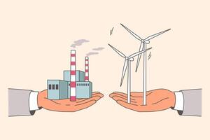 elección alternativa método generando electricidad Entre de carbón poder planta y viento generadores vector