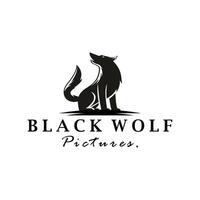 vintage logo wolf template illustration vector