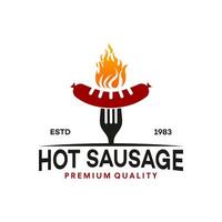 sausage logo design illustration, restaurant symbol vector