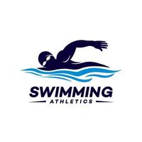 swimming sport logo template illustration design vector