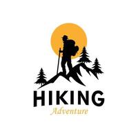 Silhouette of a hiker with an inscription vector