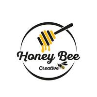 Clásico logo miel abeja modelo ilustración vector
