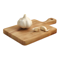 Garlic on a Wooden Plate on Transparent Background png