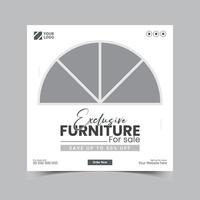 Furniture and home interior sale social media post design template vector