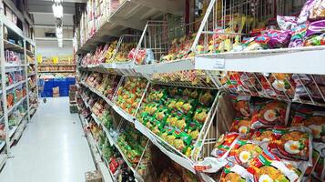 Semarang, Indonesia - May, 2024 - Product display case in a supermarket photo