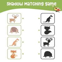 Find the correct shadow. Matching shadow with the object. Activity worksheet for children vector