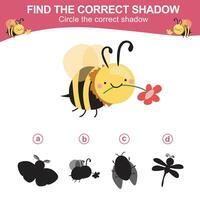 Activity worksheet for children. Matching shadow with the objects worksheet. Printable worksheet activity vector