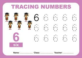 Tracing numbers worksheet for children. Tracing activity for kid vector