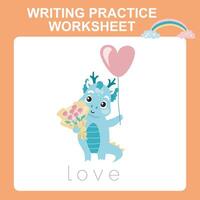 Learning to writing activity. Tracing letter activity worksheet for children vector