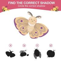 Find the correct shadow. Matching shadow with the object. Activity worksheet for children vector