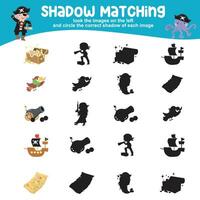 Find the correct shadow. Matching shadow with the object. Activity worksheet for children vector