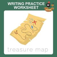 Writing practice worksheet. Learning to writing activity for children vector