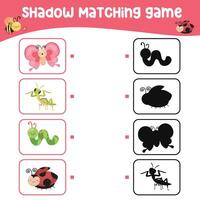 Find the correct shadow. Matching shadow with the object. Activity worksheet for children vector