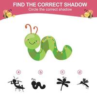 Find the correct shadow. Matching shadow with the object. Activity worksheet for children vector