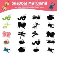 Find the correct shadow. Matching shadow with the object. Activity worksheet for children vector