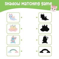 Find the correct shadow. Matching shadow with the object. Activity worksheet for children vector