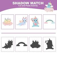 Activity worksheet for children. Matching shadow with the objects worksheet. Printable worksheet activity vector