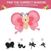 Find the correct shadow. Matching shadow with the object. Activity worksheet for children vector