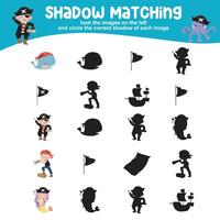 Find the correct shadow. Matching shadow with the object. Activity worksheet for children vector